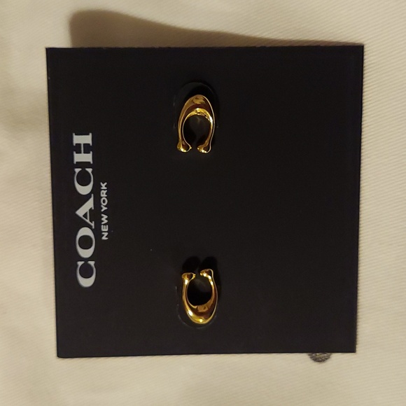 NWT Coach Signature Bubble C Stud Earrings with Dustbag - Picture 2 of 4